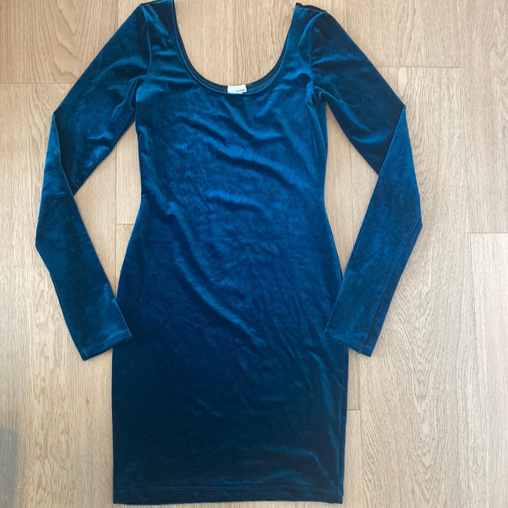 Garage Velvet Teal Mini Dress